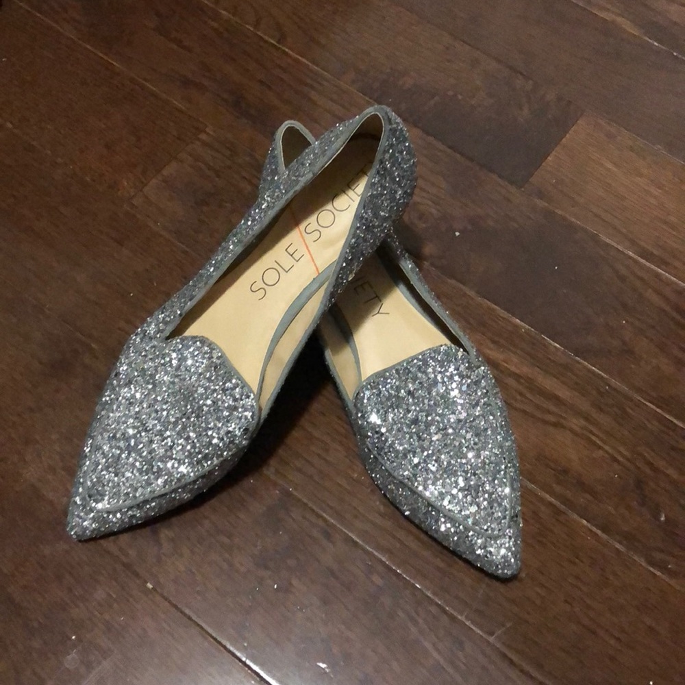 Sole society silver sparkle tuxedo shoes